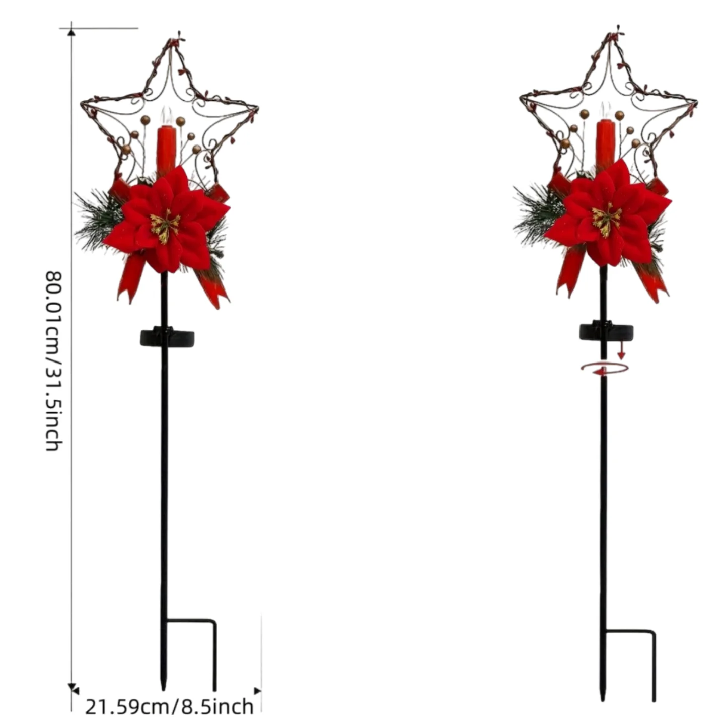 Outdoor Solar Light Christmas Decorations, Christmas Outdoor Solar Decorative Candles Christmas Lights Gold Paste Fruit Pine Wood Needle Snowman/Santa Claus/Reindeer Decorative Garden Stakes, for Yard Lawn Patio Porch Home Decor view 3