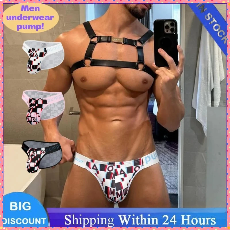 

4PCS New Men's Print Briefs Bikini Gay Underwear Men Sissy Lingerie Mesh Breathable Hombre Male Thong Srting Panties MP2117