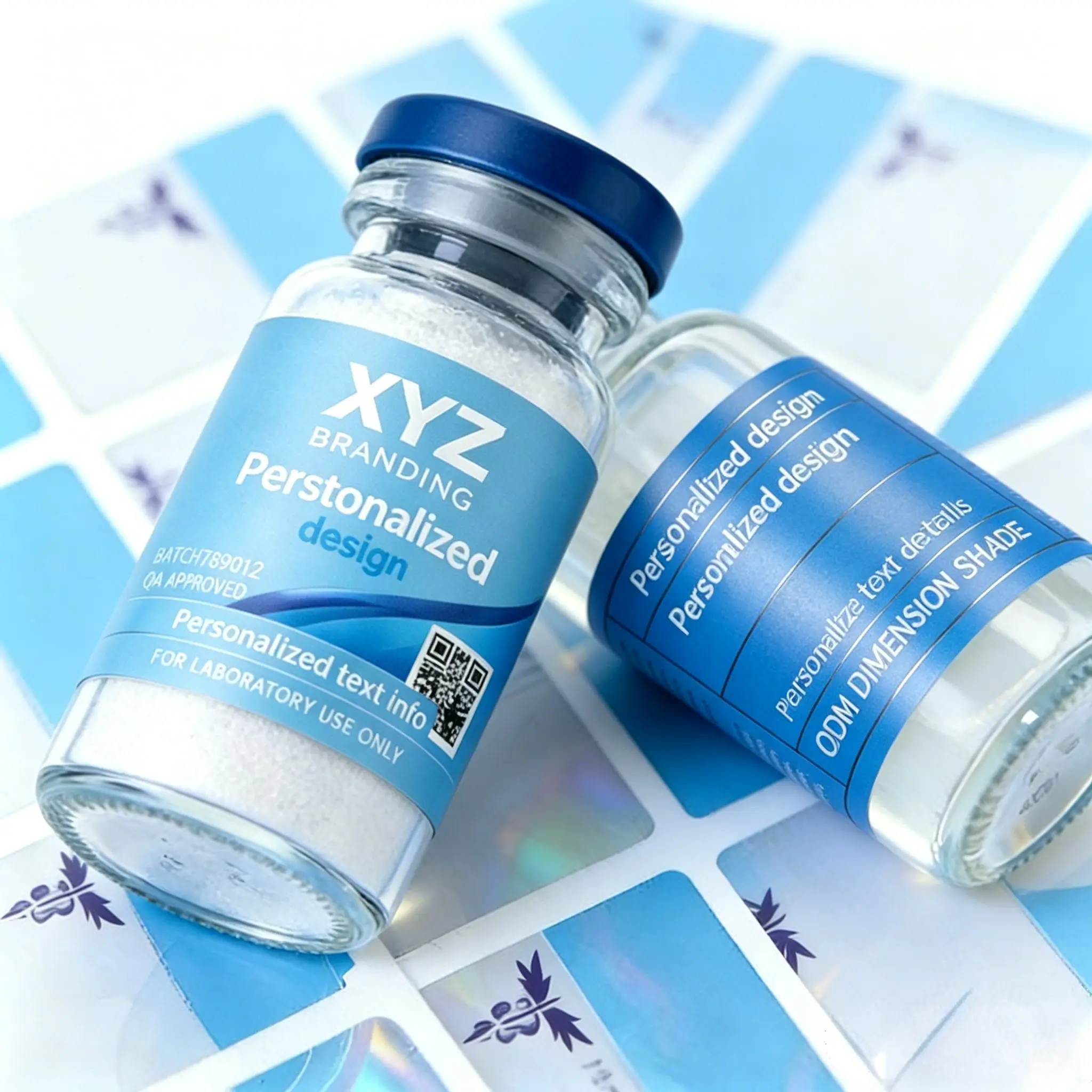 Waterproof Adhesive Vinyl Labels for Peptide Powder Bottles 2ml 10ml 15ml Cosmetic Use