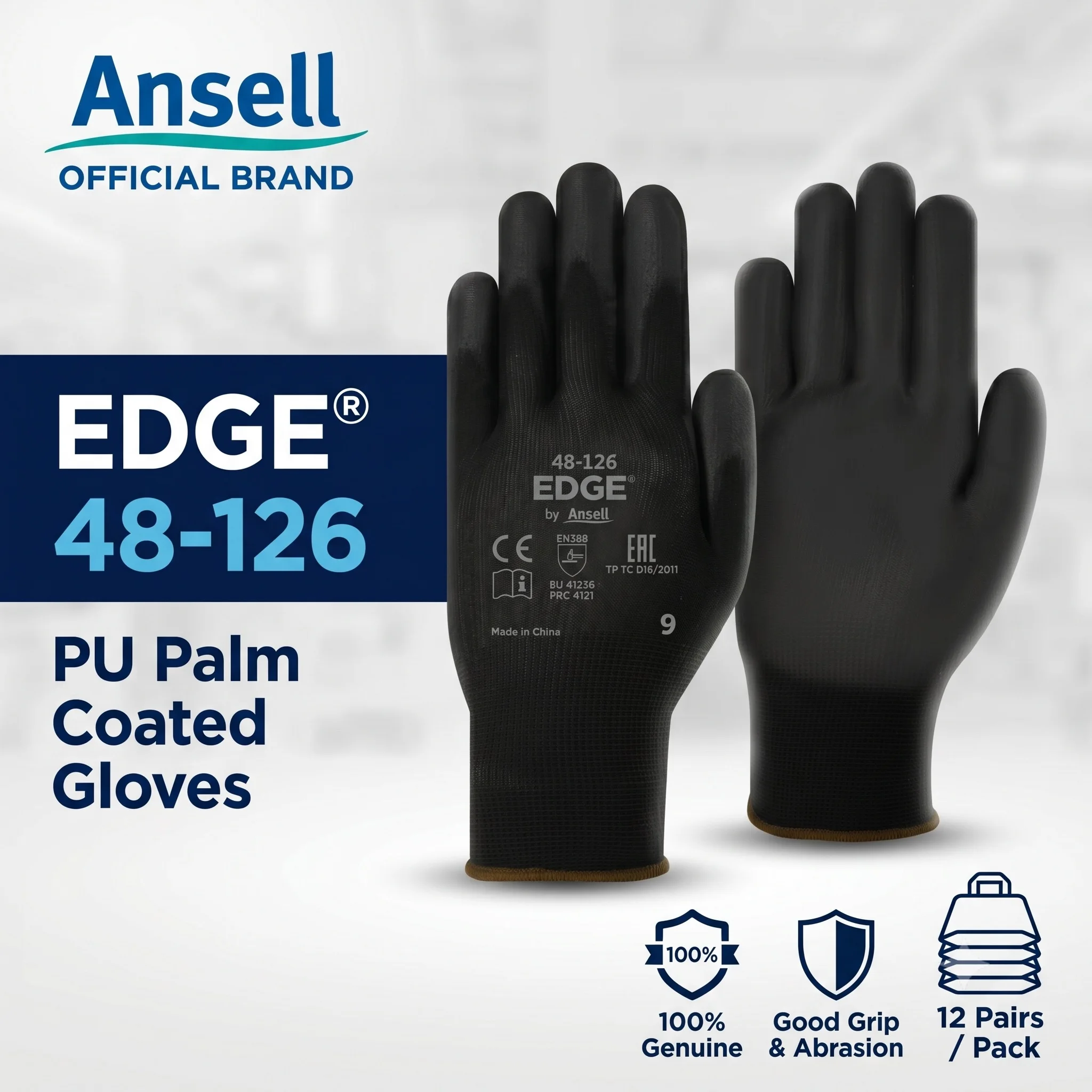 ansell-edge-48-126-black-work-gloves-pu-palm-coated-polyester-industrial-safety-mechanical-assembly-protective-glove-12-pairs