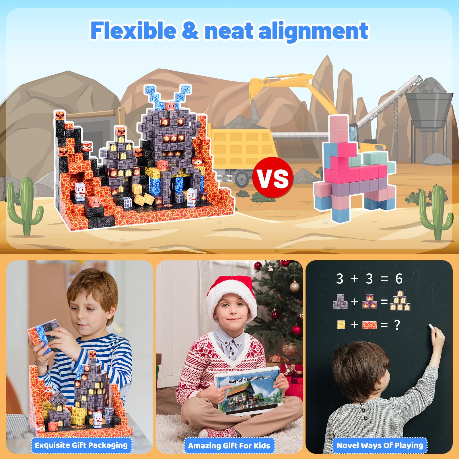 메카 마그네틱 빌딩 블록 & 건축 블록: 3세 이상 어린이용. 다양한 DIY 디자인, 아이들에게 이상적인 휴일 선물