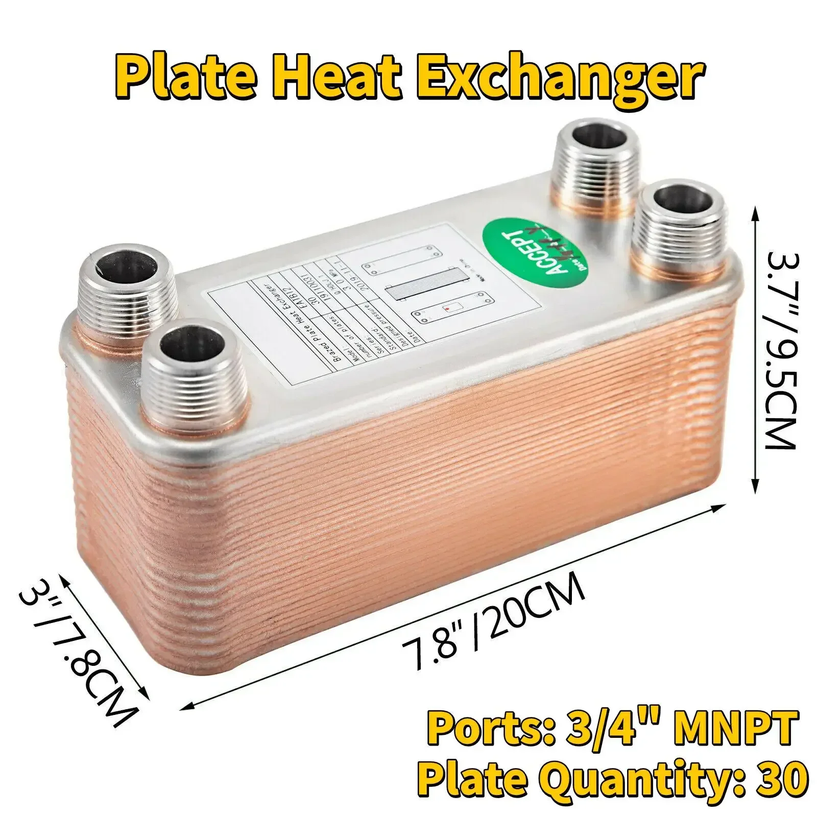 

30 40 60 Plates Heat Exchanger Wort Chiller Stainless Steel Homebrew Brewing Beer Cooler Counterflow Chiller Water Heating GG