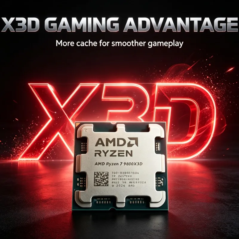 AMD R7 9800X3D CPU 8 Core 16 Thread 4.7GHz 96MB L3 Cache 4NM Socket AM5 Support DDR5 120W Gaming Processor Without Cooler