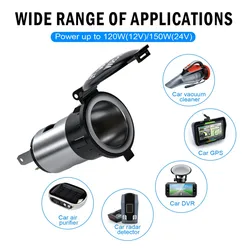 Car Motorcycle Cigarette Lighter Power Socket 12V 120W Plug Outlet
