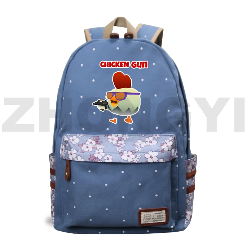 Mochila Floral de gran capacidad para mujer, bolsa deportiva de viaje para estudiantes, juego de pistola de pollo, mochilas escolares de lona para ordenador portátil