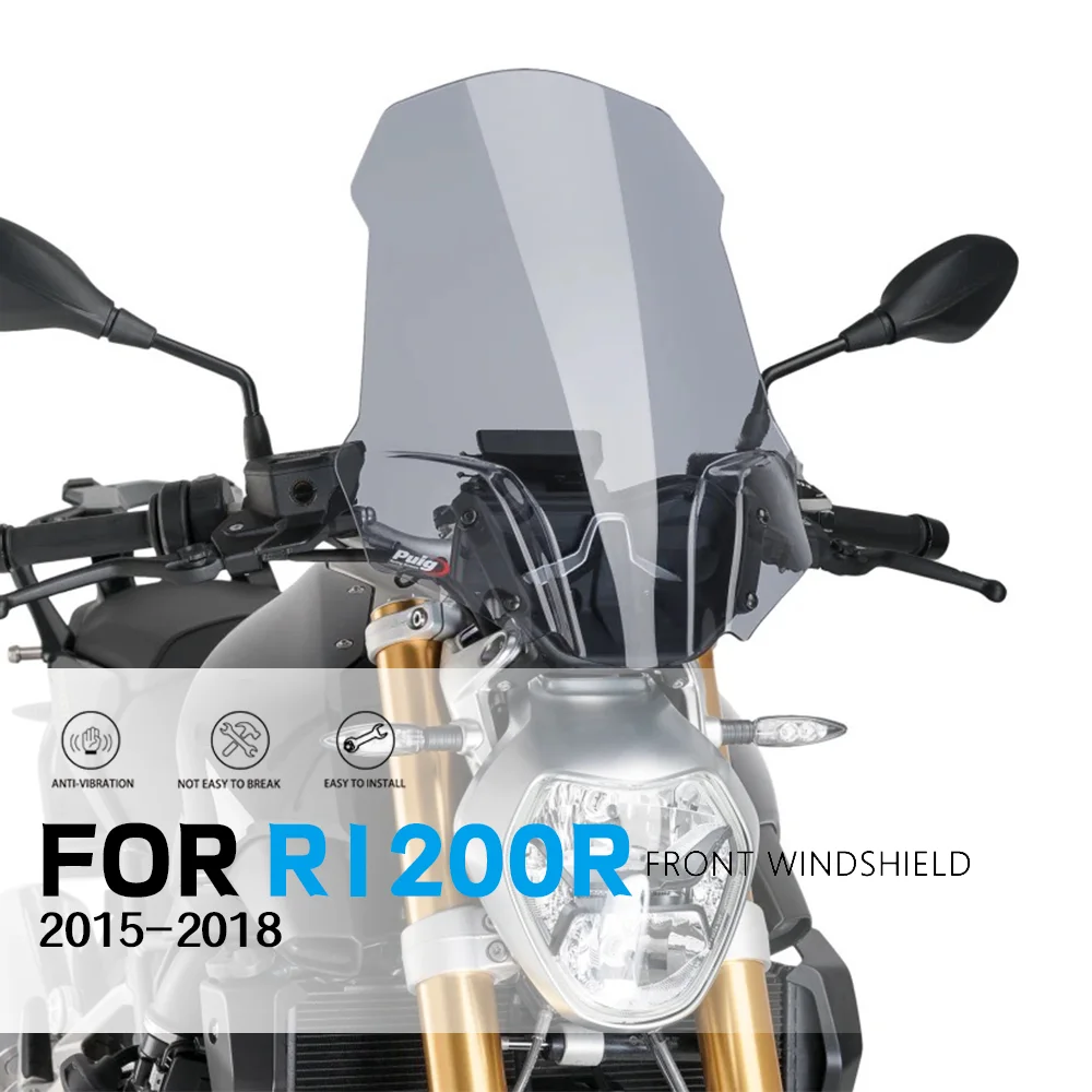 Windshield Windscreen Windproof Screen Front Glass Viser Visor Deflectors For BMW R1200R R1200 1200 R 2015-2018 NEW Motorcycle