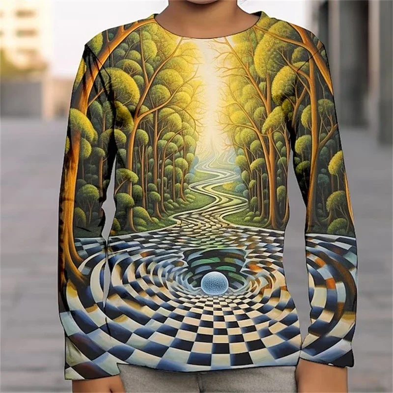 

New 3D Graphic Tree T Shirt Tee Long Sleeve 3D Print Summer Spring Fall Sports Fashion Streetwear Leisure High Quality Tops Male