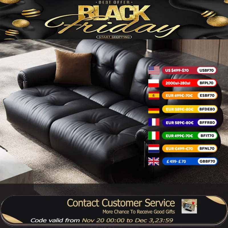 

Черные роскошные диваны для гостиной из натуральной кожи, итальянские скандинавские диваны для отдыха, большие современные дизайнерские диваны Soggiorno, мебель для дома