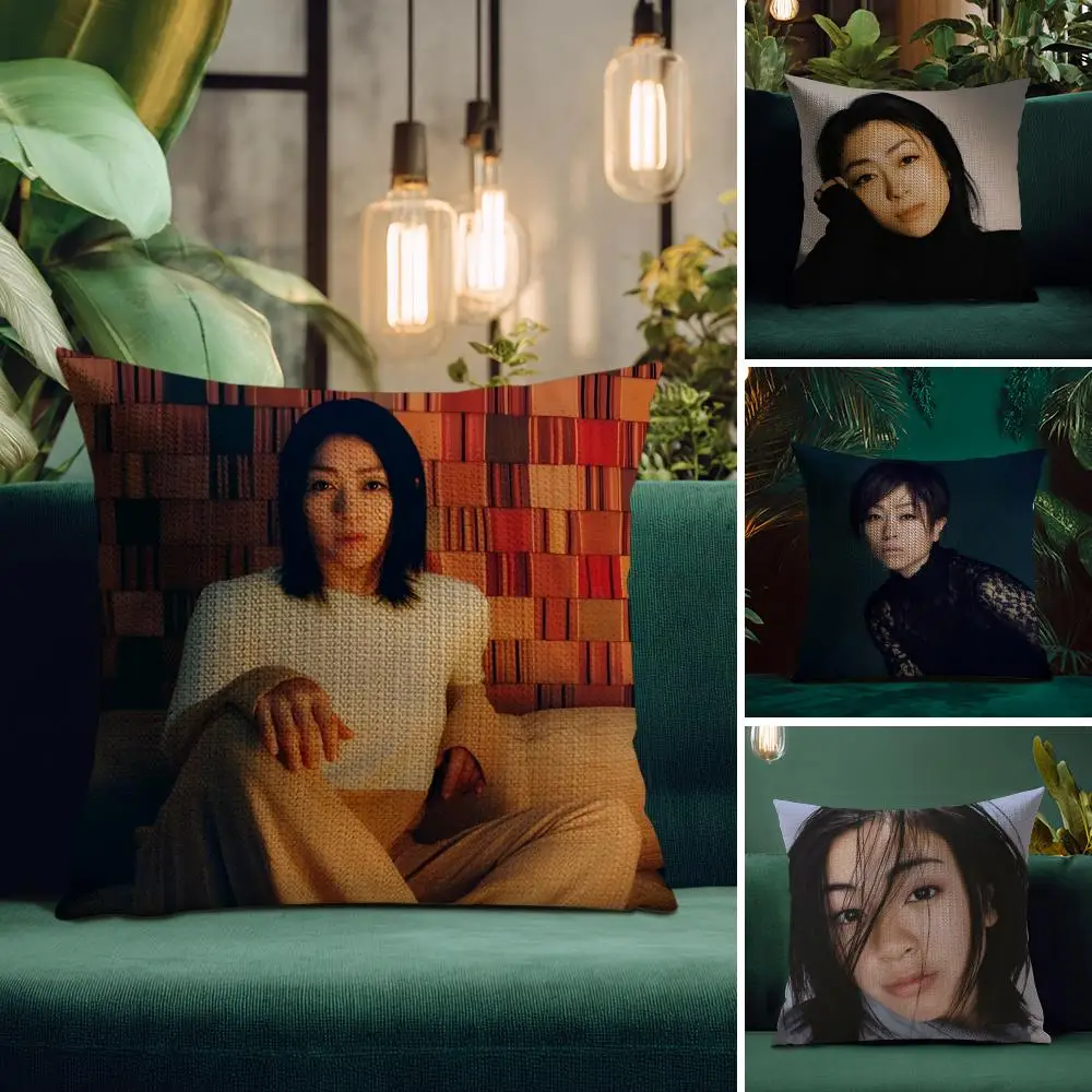 

Hot Singer U-Utada Hikaru Pillow Case Natural Linen Organic Fabric Double-Sided Printing Breathable Perfect for Home Decor