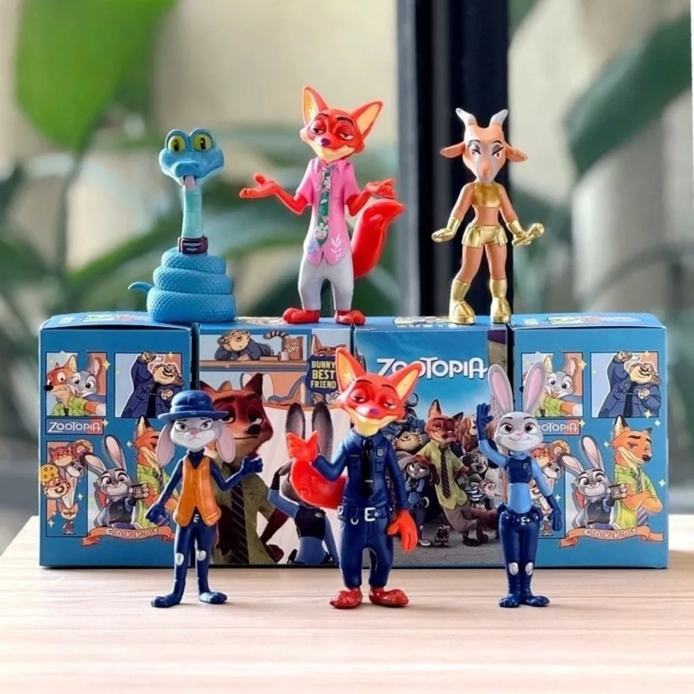 

Набор из 6 фигурок Disney Zootopia: кролик Джуди Хоппс, лис Ник Уайлд, животные из фильма, коллекционные модели, подарок для детей