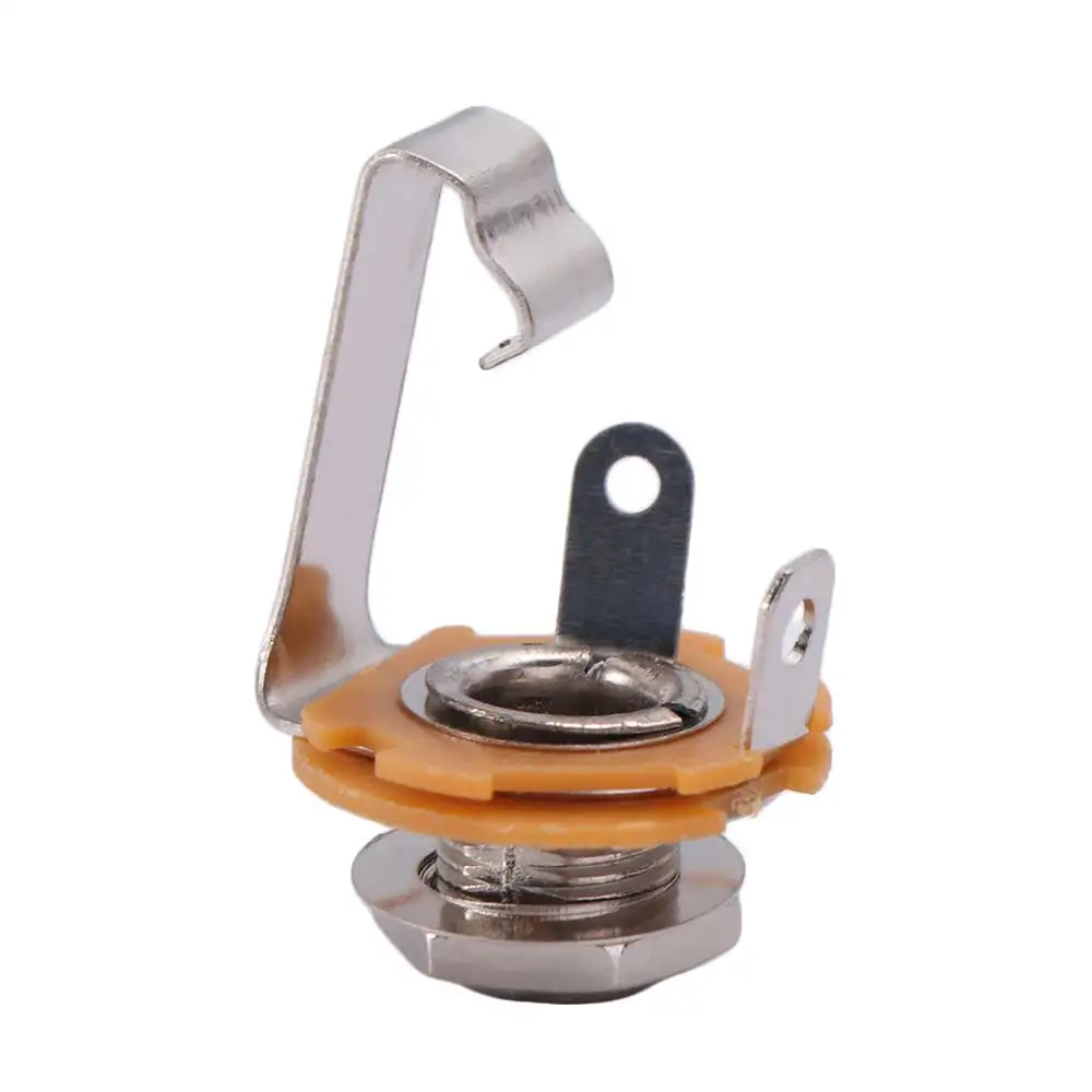 10pcs Plug Socket Electric Guitar Input Jack Metal Chrome Nut Guitar Mono Jack Socket Connection Hole Female