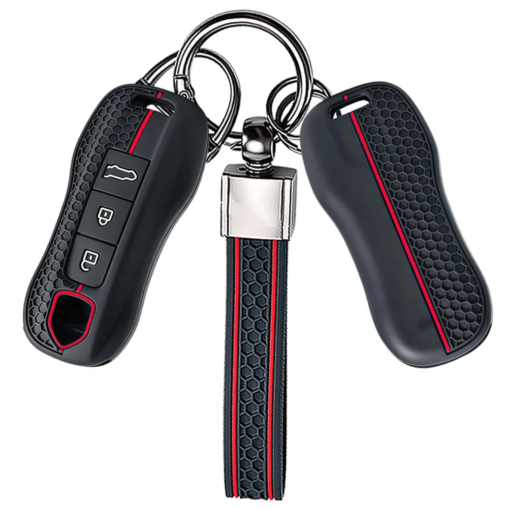 New Car Remote Cover Key Case for Porsche Panamera Cayenne 971 911 9YA Macan Boxster Spyder Carrera Cayman 970 981 991 Keychain