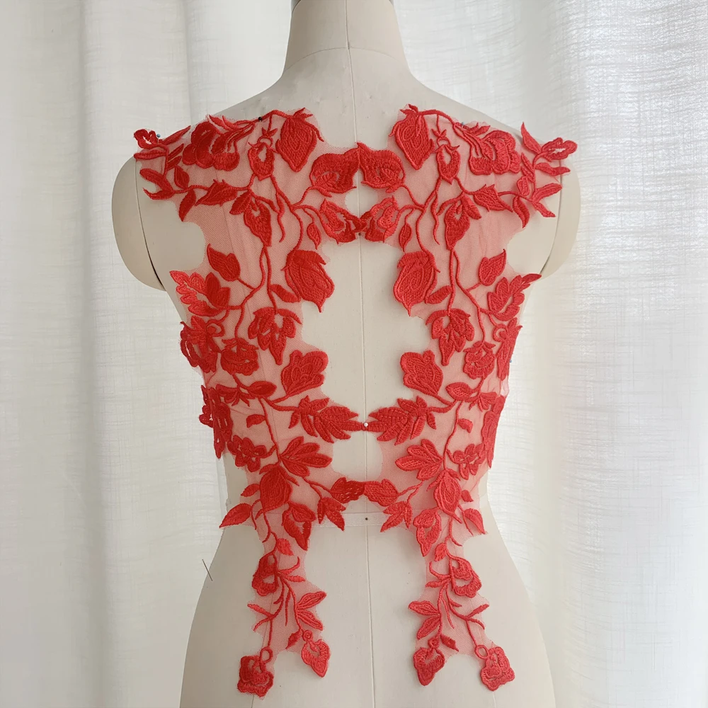Spitzenapplikation für Hochzeitskleid, verspiegelte Blume, DIY Cheongsam, 3 Farben, 45*20cm, 1 Paar, 2 Stück, 1 Paar, RS2105 – Detail 3