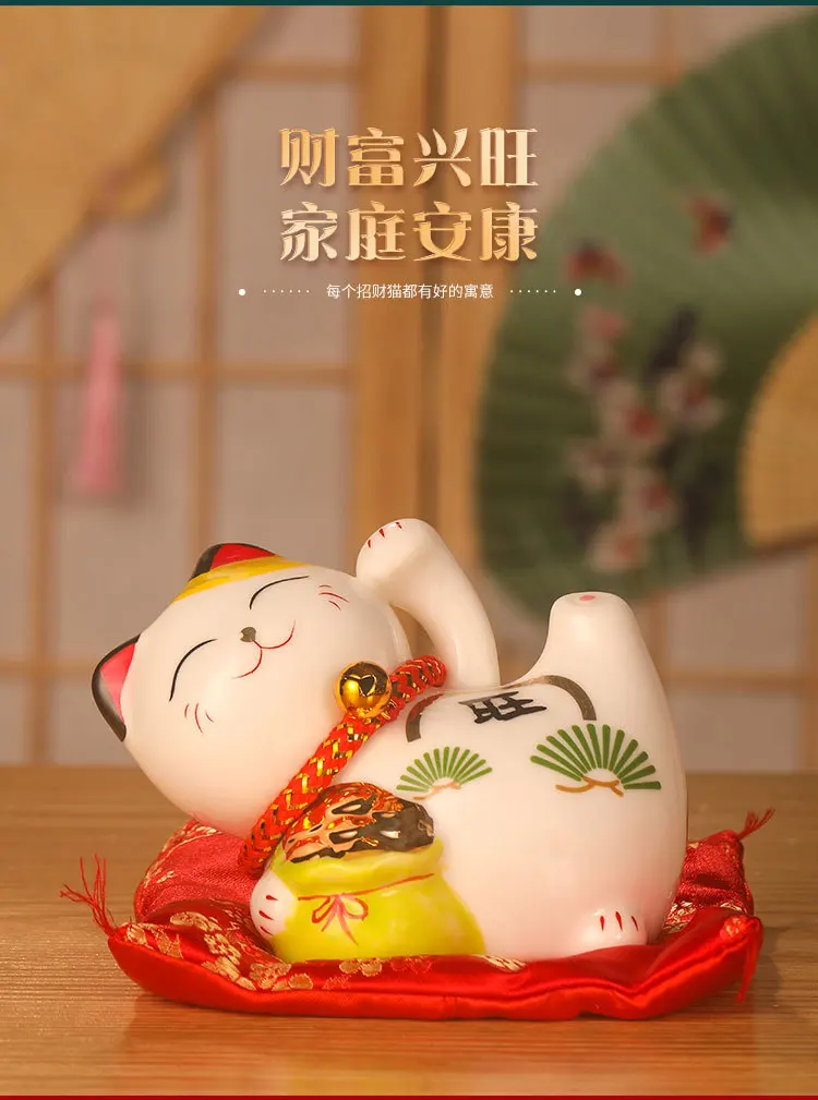 Katze Glück Glück Figur Statue Keramik Chinesische Maneki Neko Figuren Dekor Winken Schwert Merch Online Arm Auto Geld Japanisch – Detail 10