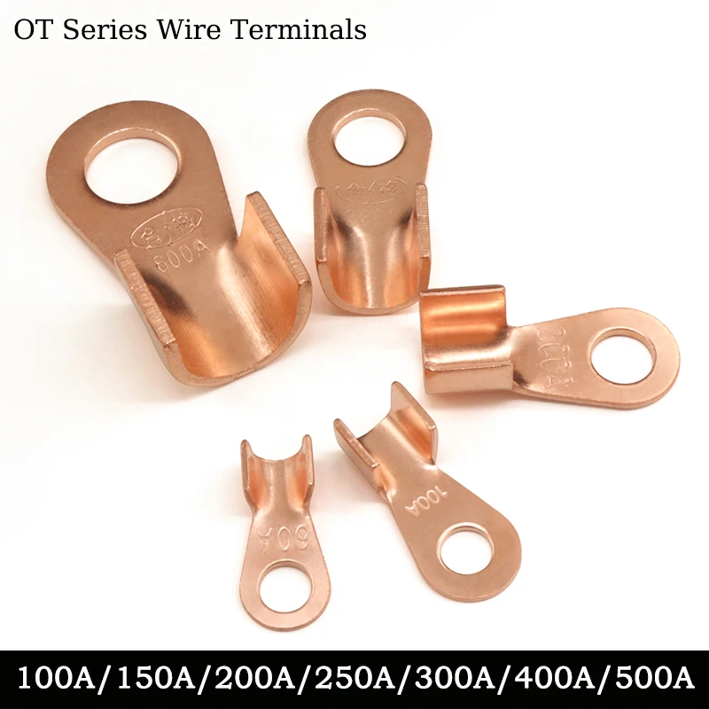 

Wire Terminal OT Type Open-End Copper Crimp Terminal Lugs 100A-500A Cable End Connector Splice Terminals Battery Wire Connectors