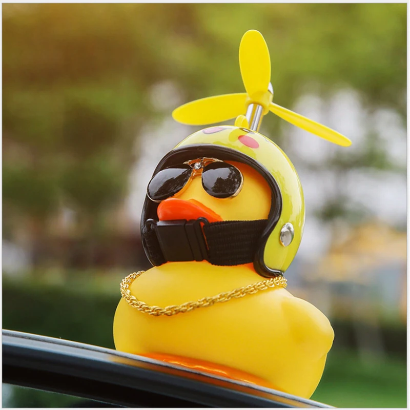 Car Goods Gift Broken Wind Helmet Small Yellow Duck Car Decoration Accessories Wind-breaking Wave-breaking Duck Cycling Decor