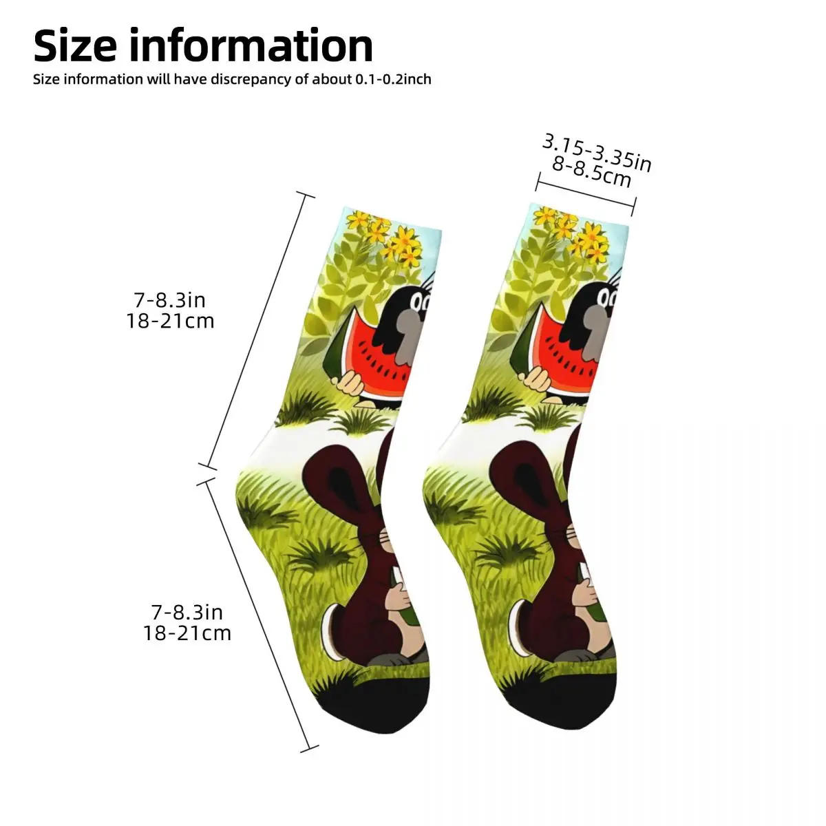 Funny Happy Sock for Men Funny Vintage The Little Mole Quality Pattern Printed Crew Sock Casual Gift