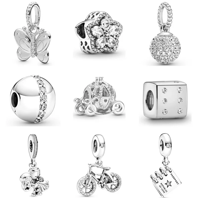 2024 New Silver plated Diamond Classic Alloy Large Hole Charm Beads For Pandora DIY Bracelet Necklace Jewelry Accessories Gifts