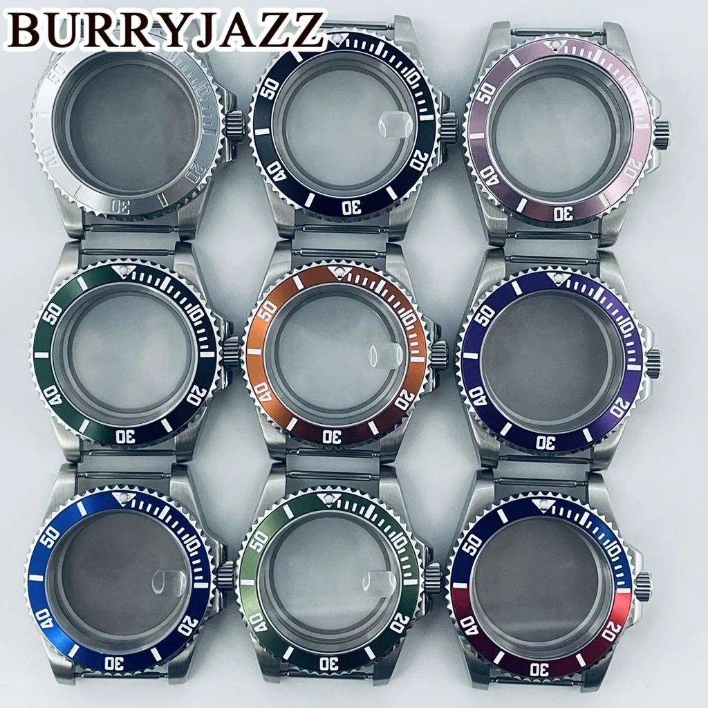 

BURRYJAZZ 40mm SUB NH35 NH36 NH34 NH38 NH70 NH72 ETA2824 PT5000 Watch Case Aluminium Bezel Sapphire Glass Silver Stainless Steel