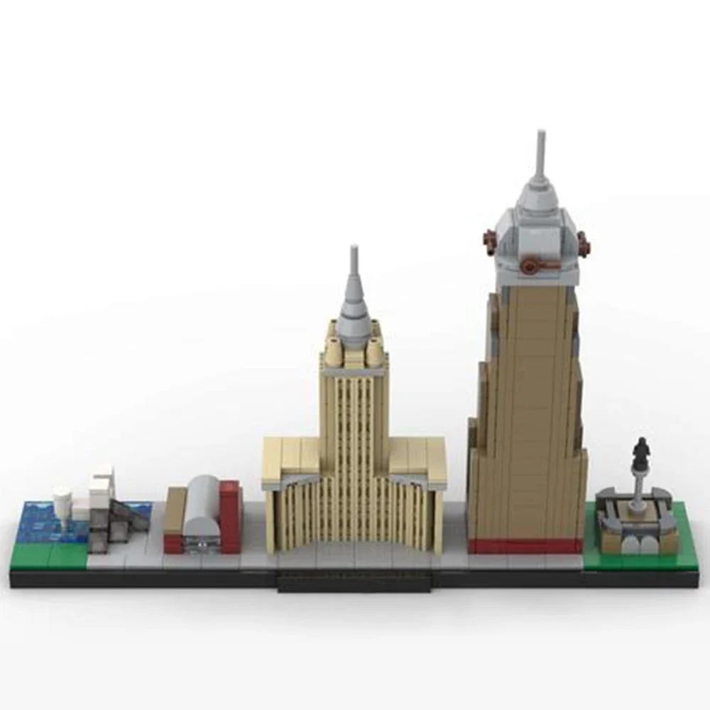 Gobricks MOC- 127113   Cleveland Skyline-Juego de bloques de construcción para niños, arquitectura con vista a la calle junto al lago, juguetes educativos de ladrillos, regalo