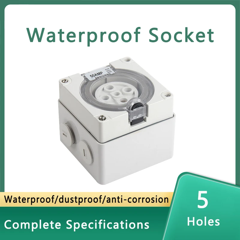 Electronic Industrial Waterproof Socket British Australian Standard IP66 Rainproof 3-4-5 Hole Outdoor Power Socket Box