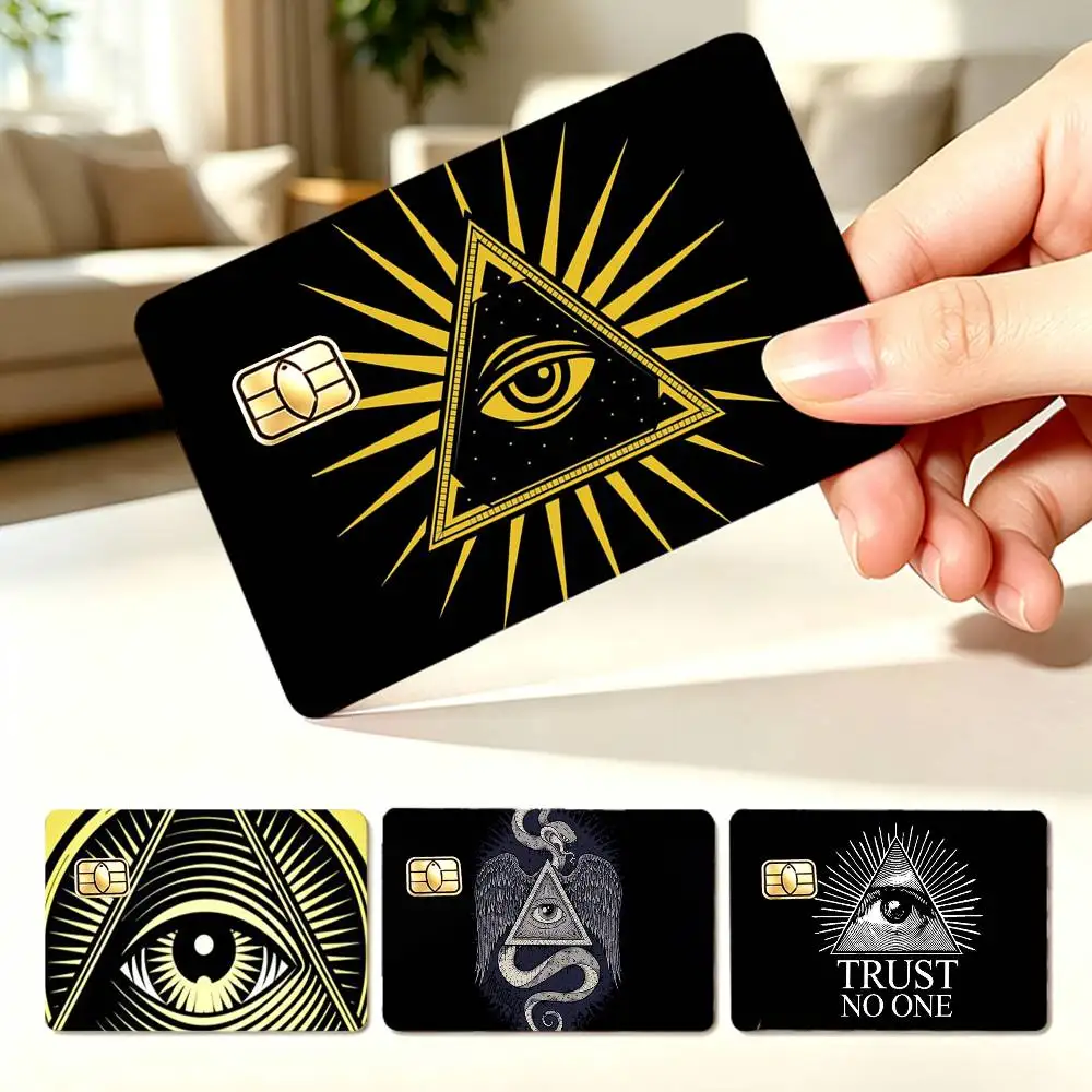 All-Seeing-Eye Illuminati symbol  4pcs 1Set Card Stickers Small Waterproof Chip 4PCS Card Sticker Anti-Scratch