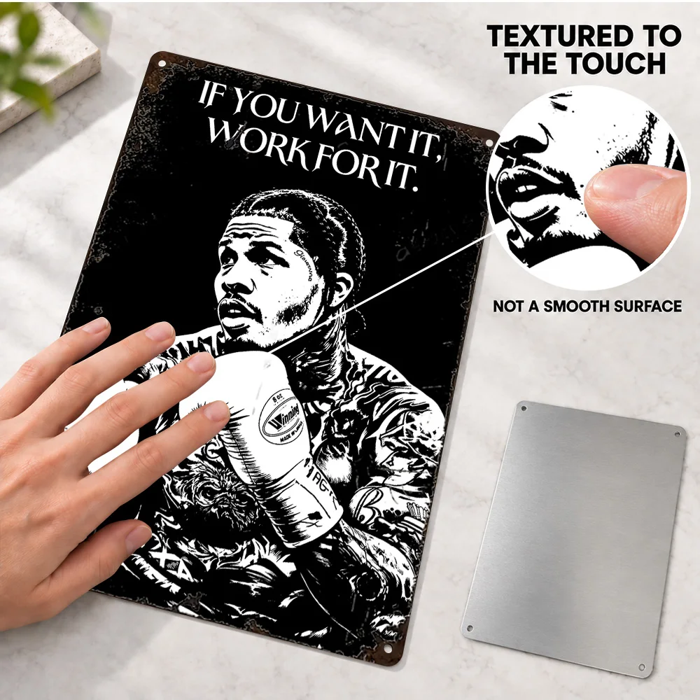 Gervonta Davis Boxing Textured Metal Poster Personalized Aluminum Sign Inspirational Quote Design Wall Art For Sports Lounge