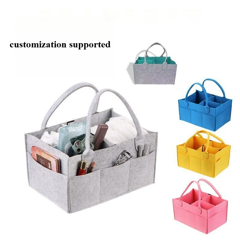 Felt Mummy Bag Multifunctional Portable Handbag Foldable Baby Diaper Nappy Storage Organizer for Outdoor Travel
