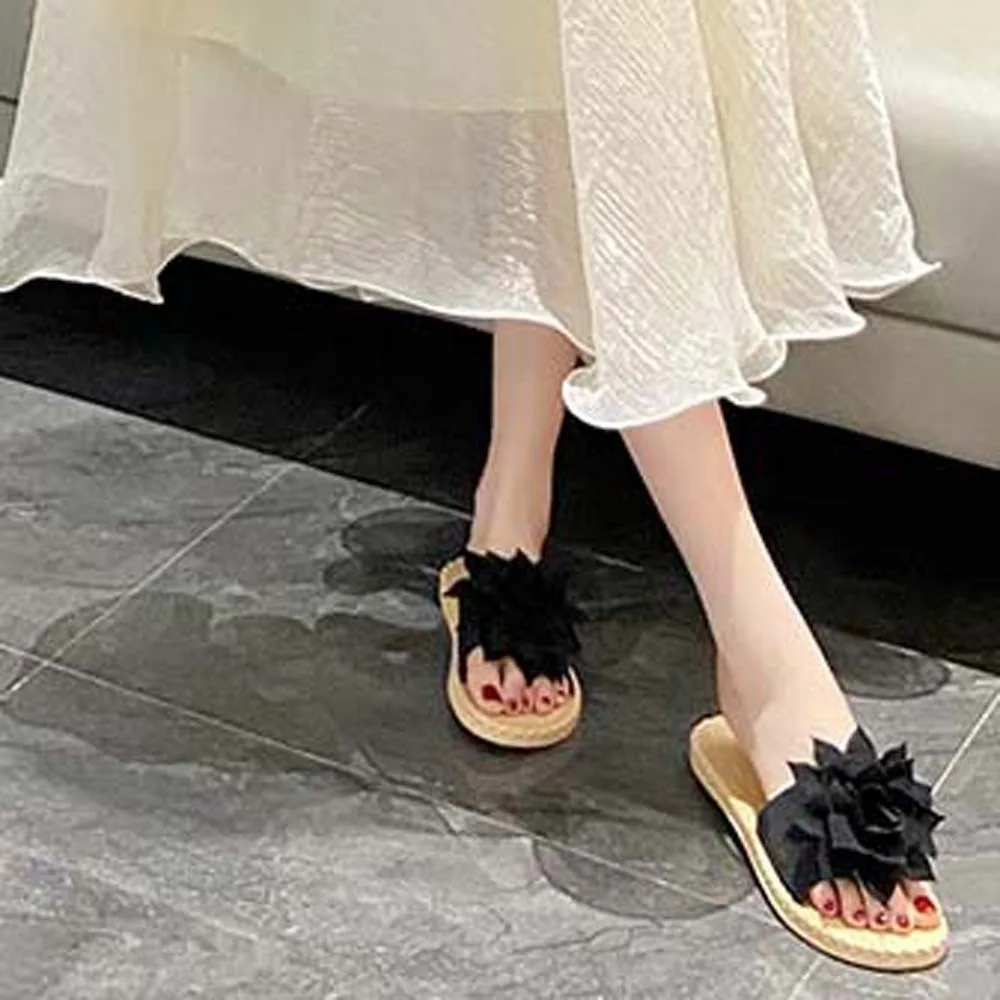 Chanclas informales de tela con flores para mujer, sandalias para vacaciones en la playa, zapatos gruesos, zapatillas de playa para vacaciones, regalo para pareja