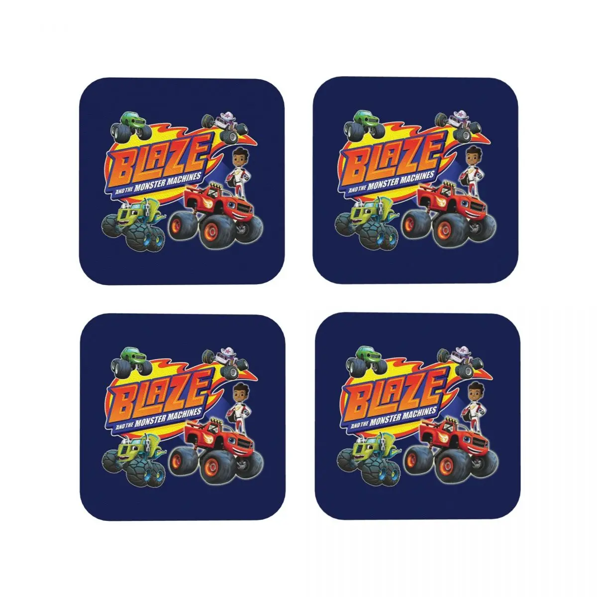 

Blaze And The Monster Machines Подставки для экипажа Кухонные салфетки Изоляционные коврики для чашек Кофейные коврики для декора Домашняя посуда Подушечки Набор из 4 шт.