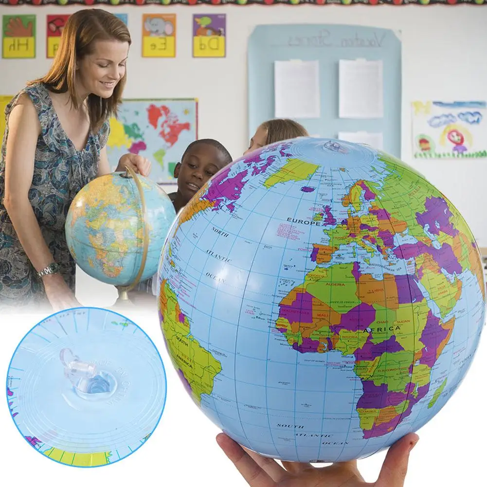 12/16Inch Inflate Globe Beach Ball Toy Map Education Geography Teaching Balloon Props For Kids Adults Creative Gifts