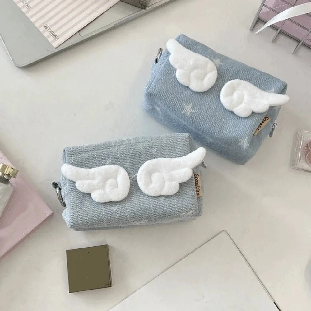 

Print Wings Star Dots Pencil Case Y2k Desktop Storage Korean Style Storage Bag Large Capacity Stationery Storage