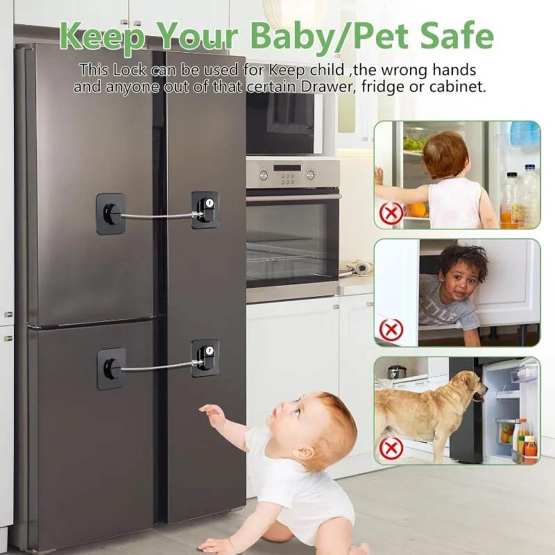 Fridge Cabinet Locks for Kids with Keys Self Adhesive Baby Safety Lock for Door Window Drawer Kitchen Appliance Toilet