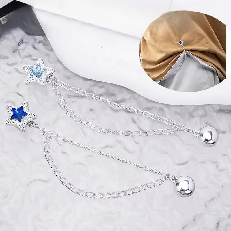 Multi Purpose Magnetic Clothing Clip 2pcs Set Metal Chain Button Holder Fixing Clips for Cardigan Dress Daily and Travel