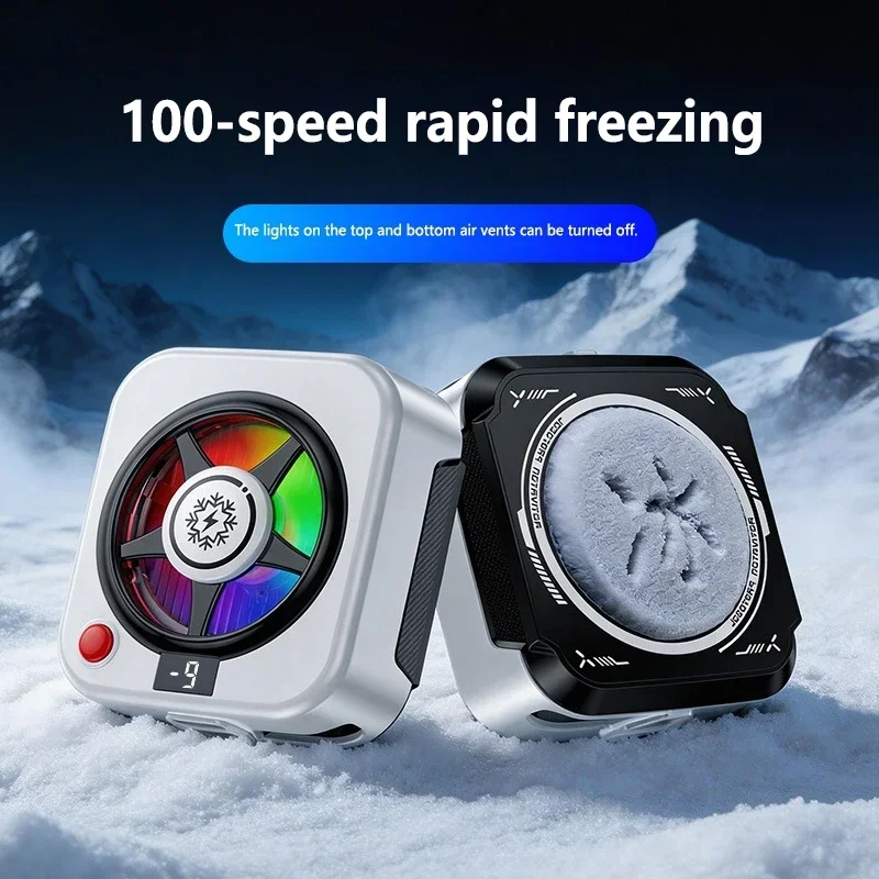 Semiconductor Phone Cooler for iPhone Android RGB Cooling Fan Game Radiator Temperature Display Fast Cooling Magnetic Portable