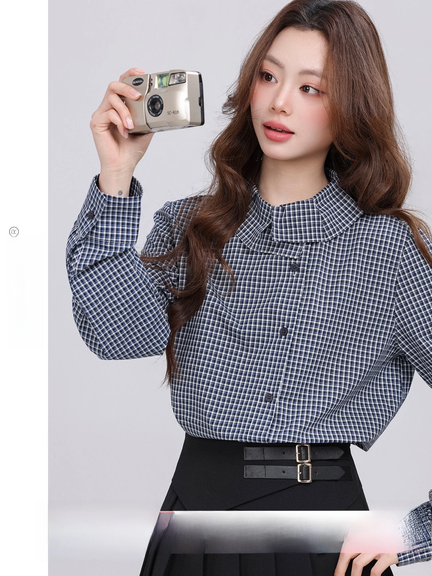 

Slim Fit Plaid Shirt Korean Street Style Early Spring New Arrival College Feel Small Audience Design Sensation Commute Shirt