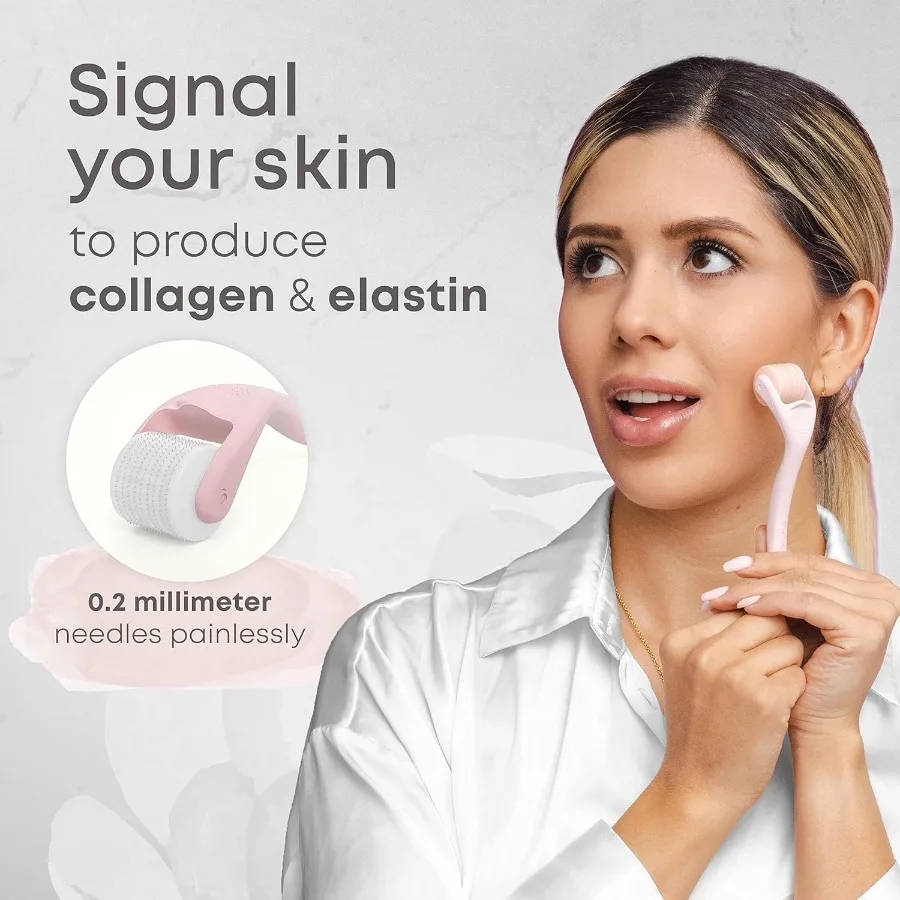 Derma rolo de gelo 2 em 1 para barba cabelo pele rosto 540 titânio.25mm auto cuidados presentes ferramentas de cuidados com a pele facial