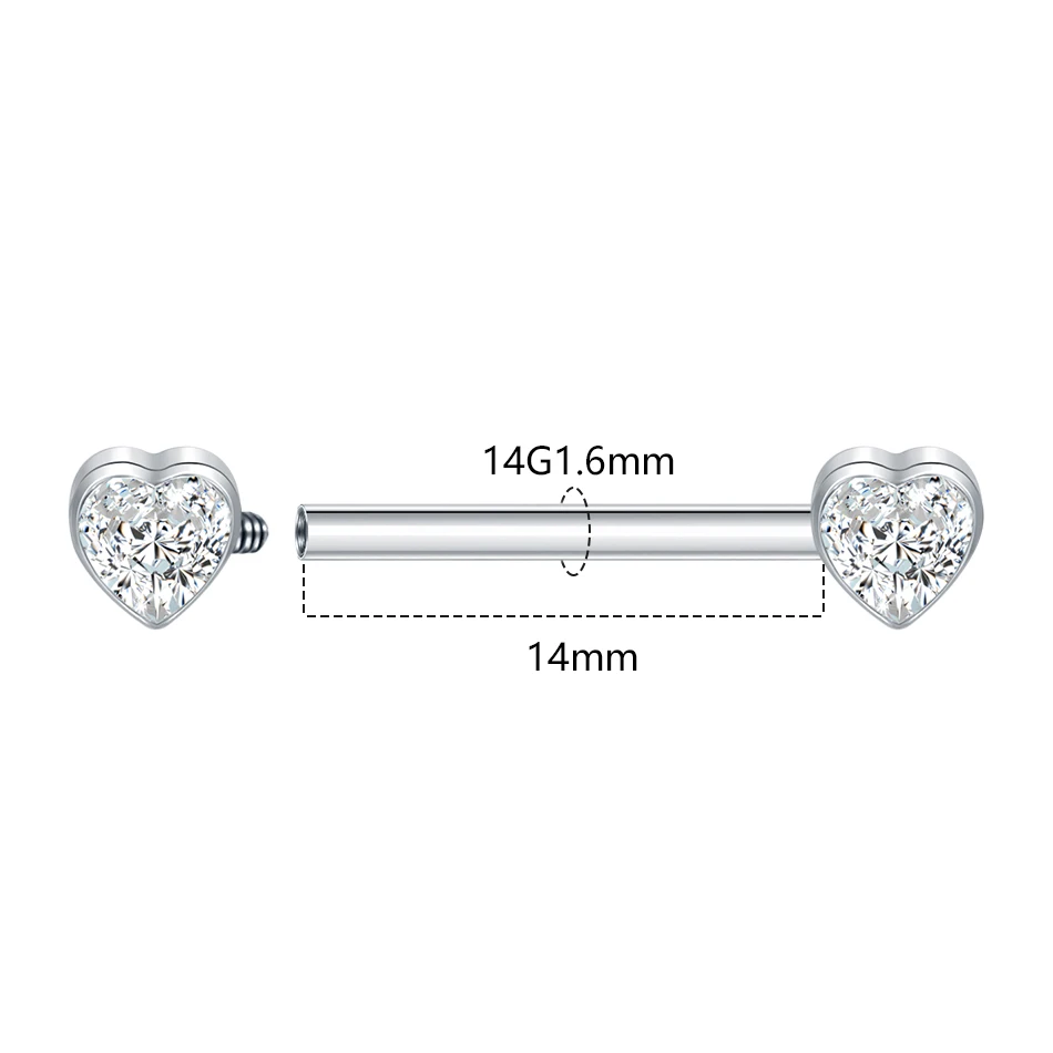 1PC Titanium Nipple Piercing Barbell Crystal Zircon Heart CZ Flower Nipple Rings Women Girls Sexy Mamilo Piercing Jewelry 14G