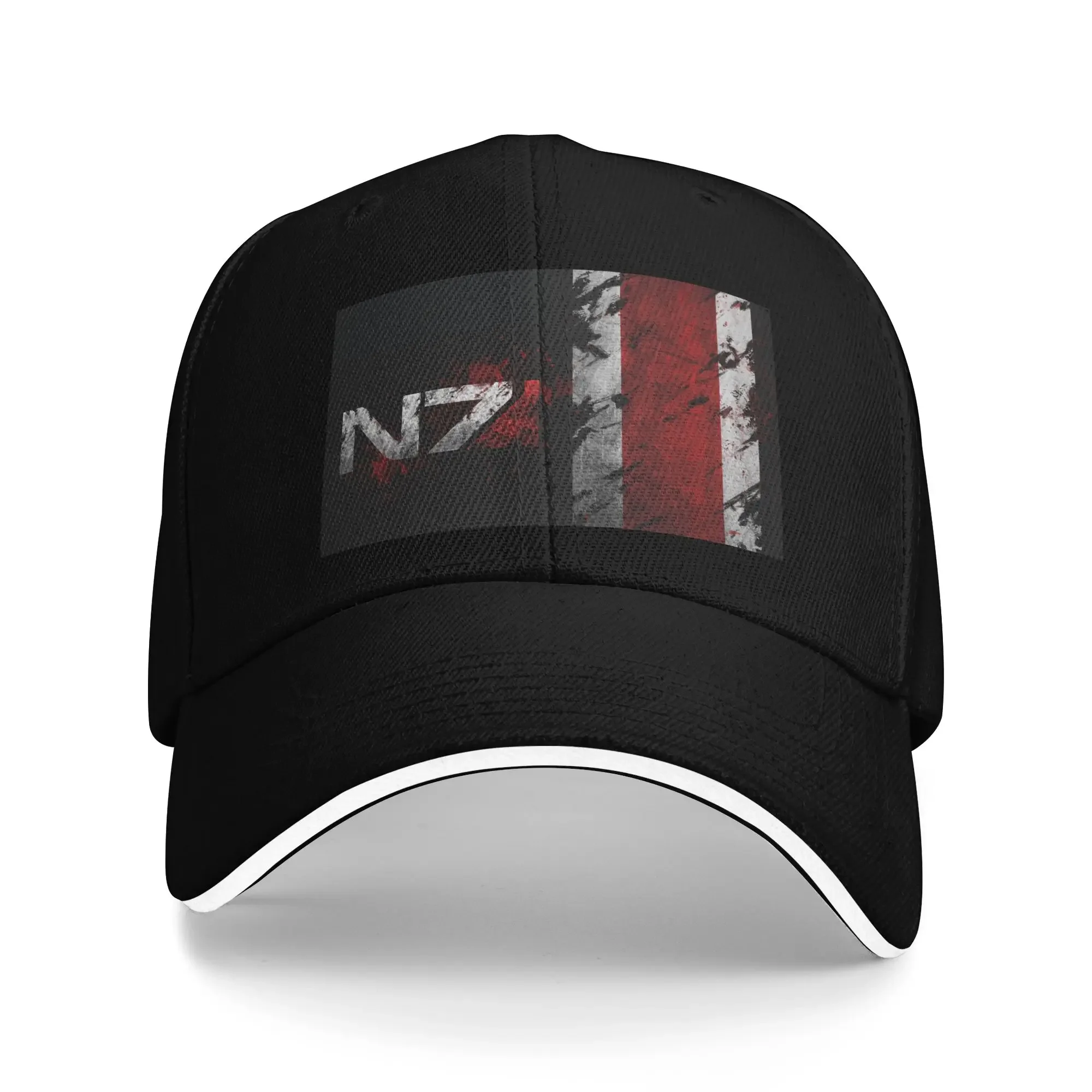 New Mass Effect N7 Sandwich Hats Adult ,Hip-Hop,Baseball Cap Splatter Sandwich Hat Adjustable Snapback Caps Sun Hats Summer Cap