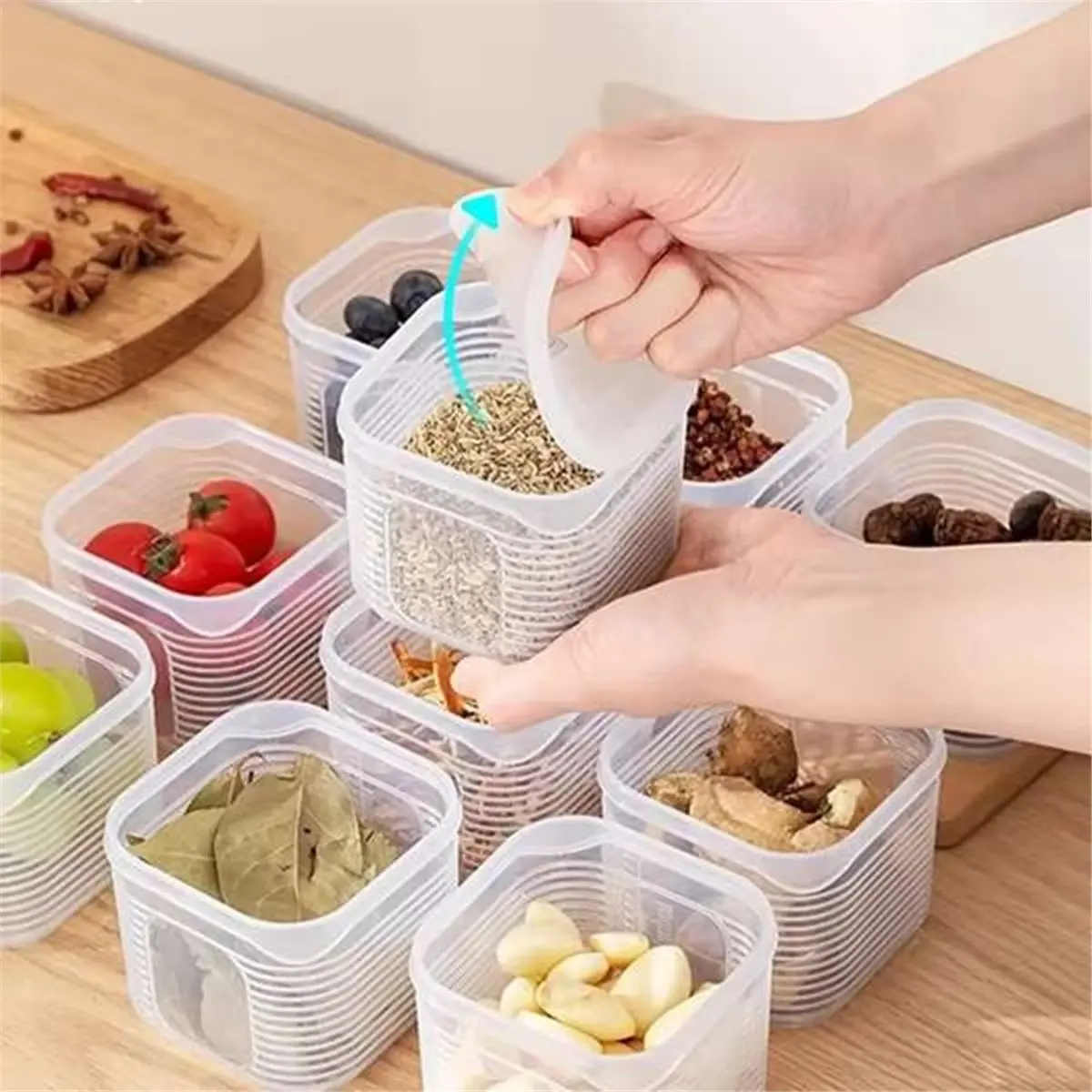 Home Tool 6-Grid Plastic Food Storage Container with Lid for Microwave Heating
