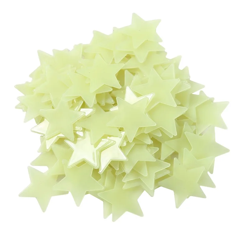 1 Pack (100 pcs) Small Fluorescent Green Luminous Stars Wall Stickers Fluorescent Star Patches Best Home Wall Home Decorations