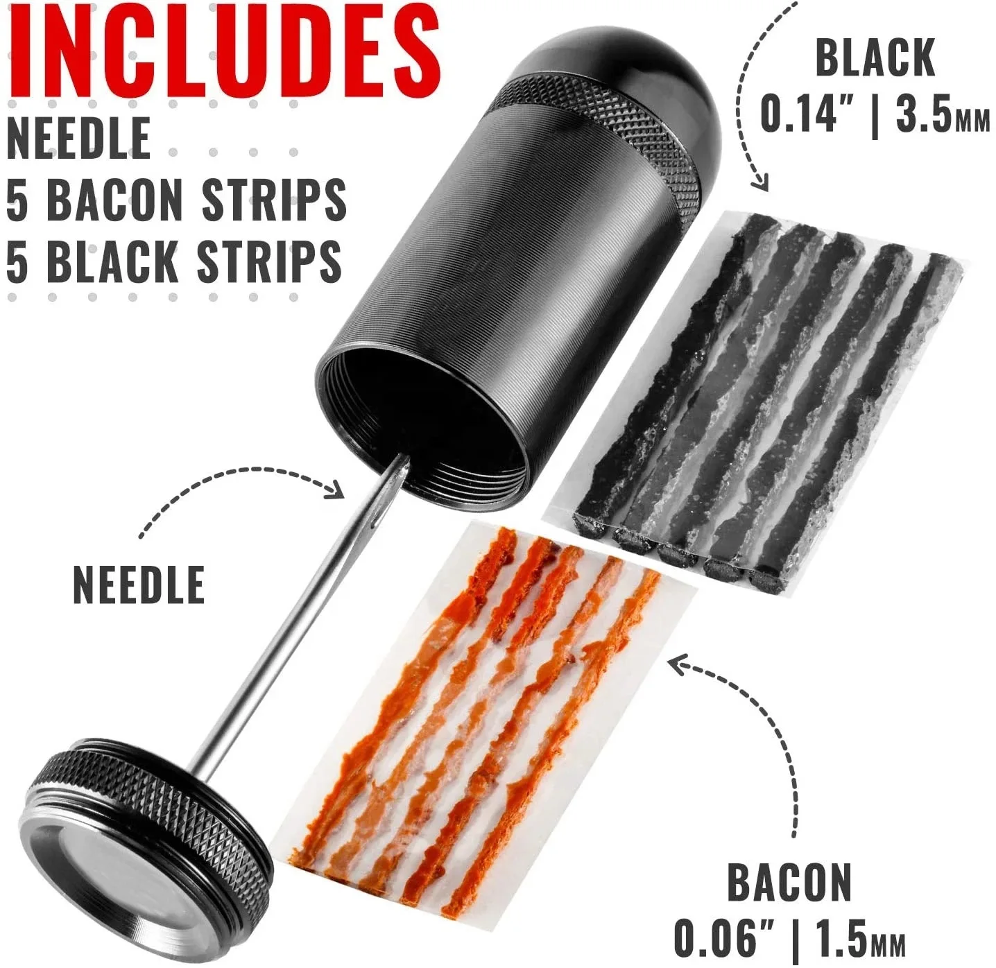 Bike Tubeless Tire Repair Kit Portable Flat Fix with Rubber Strips for Road MTB Cycling Emergencies