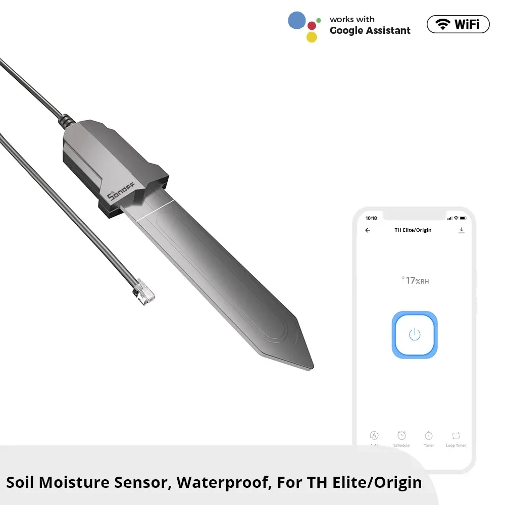 SONOFF TH Elite/TH Origin accessory MS01 work with SONOFF TH Elite/TH Origin to accurately measure soil moisture and send data