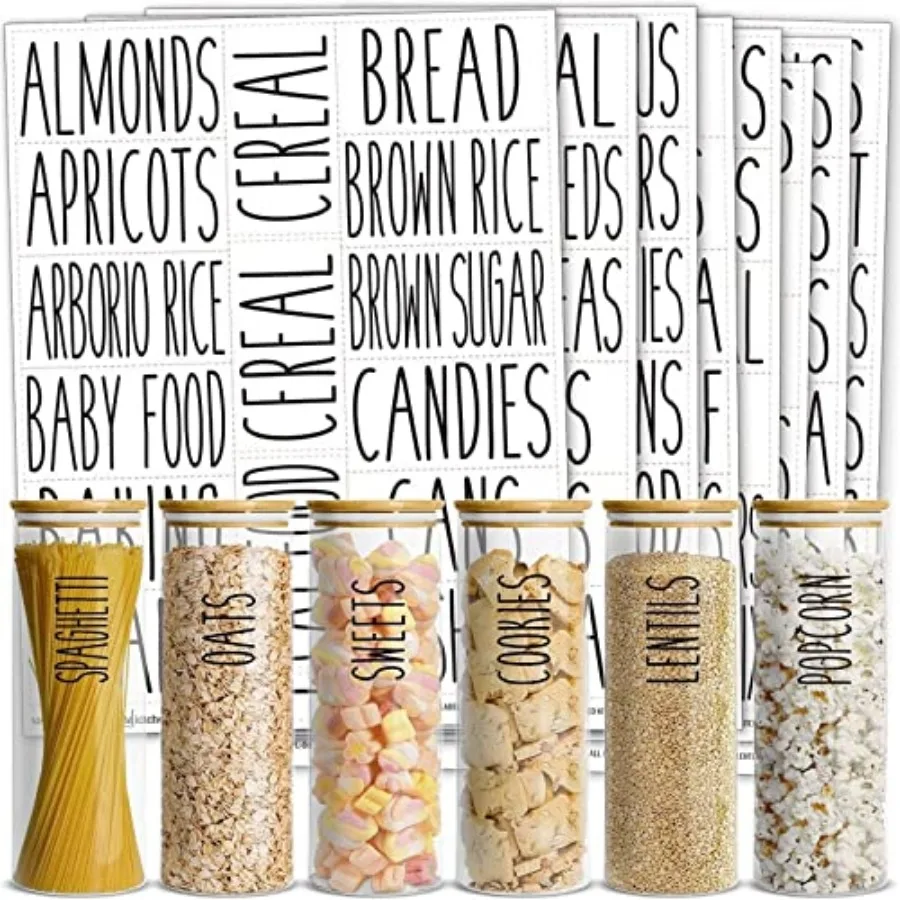 Kitchen Adhesive Labels - Waterproof Labels for Storage Bins - Pantry and Jar Stickers for Spices - Pack of 136, 2 x 3 in, Viny