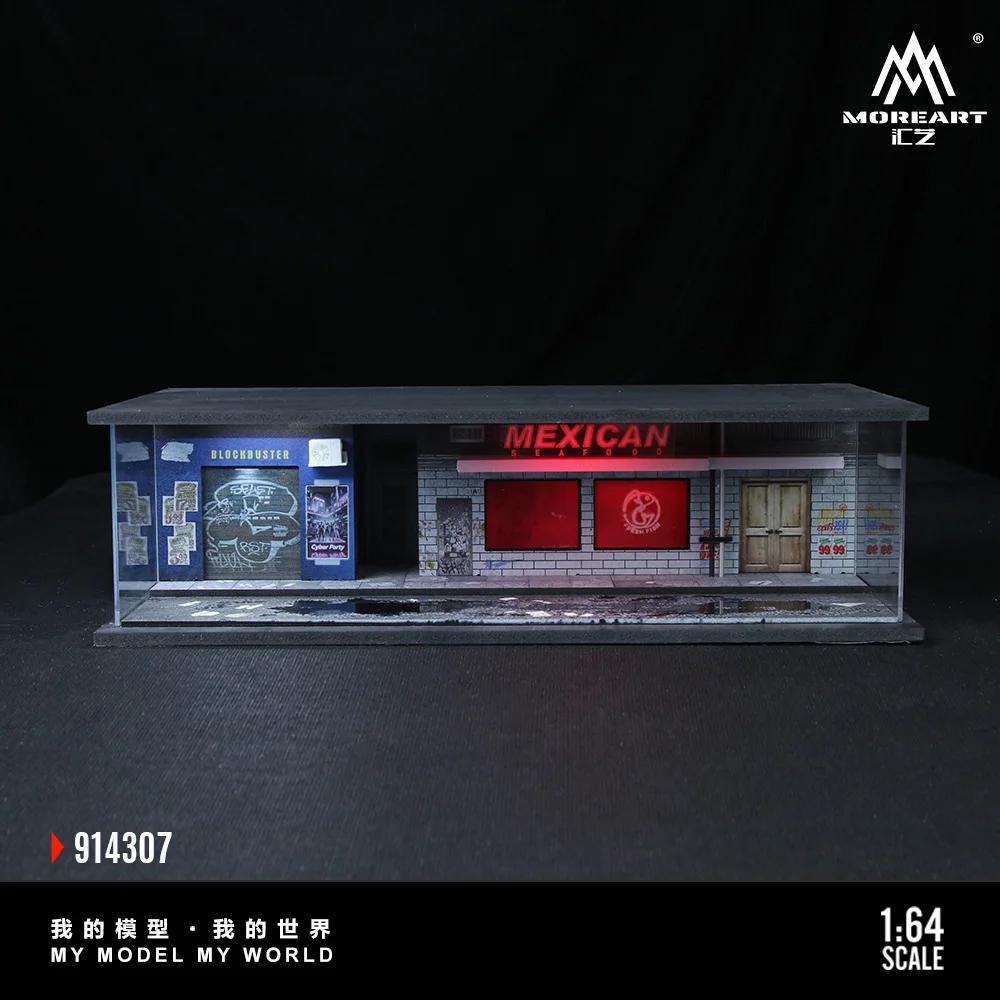 TimeMicro+MoreArt 1:64 Neon Theme Lighting Edition Parking Lot Stereoscopic Assembly Display Scene Model