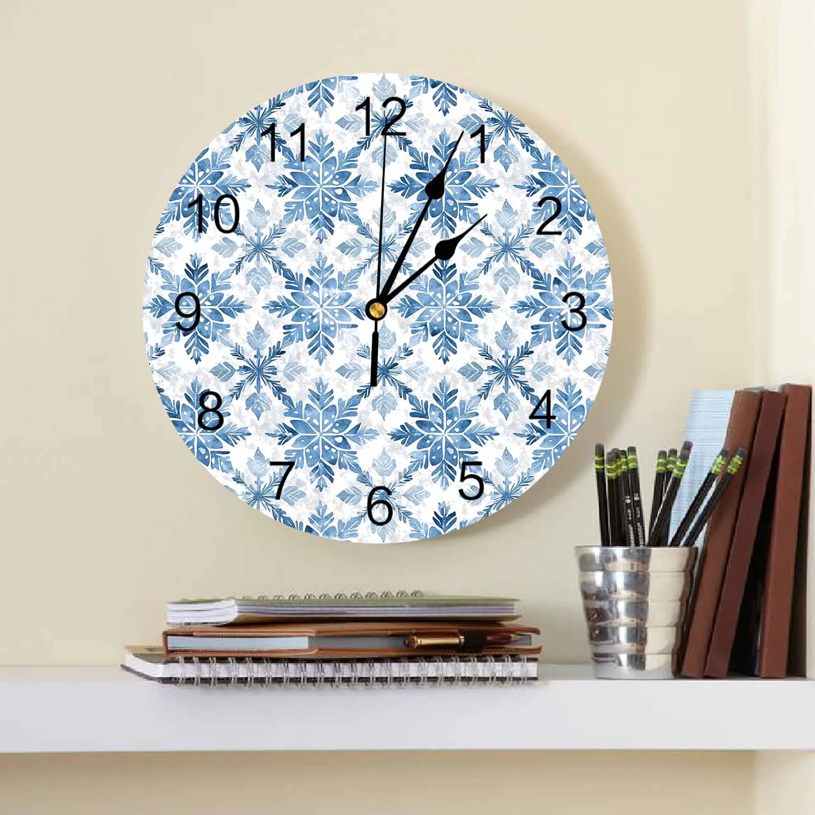 

Snowflake Gradient Texture Modern Home Decor Digital Clock Living Room Decor Wall Stickers Wall Clocks