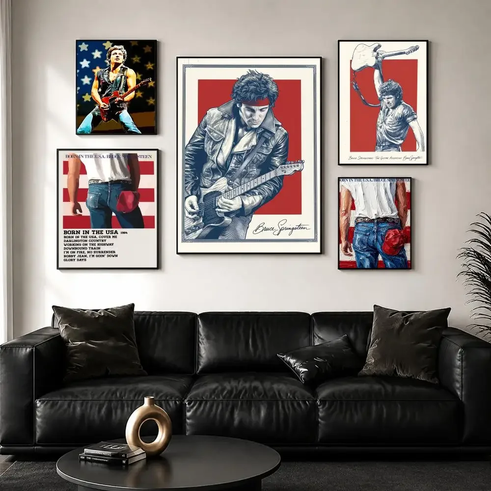 Bruce Springsteen Painting Calligraphy Wall Art Canvas Poster Premium Home Decor Print for Living Room Bedroom