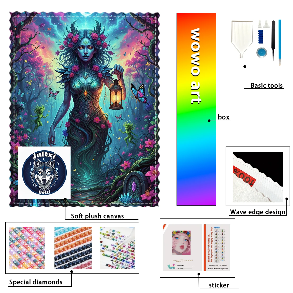 

【Betti_ Diamond Art】The Witch with the Lantern Crystal AB Rhinestone FD Rhinestone Perfect Resin Diamond