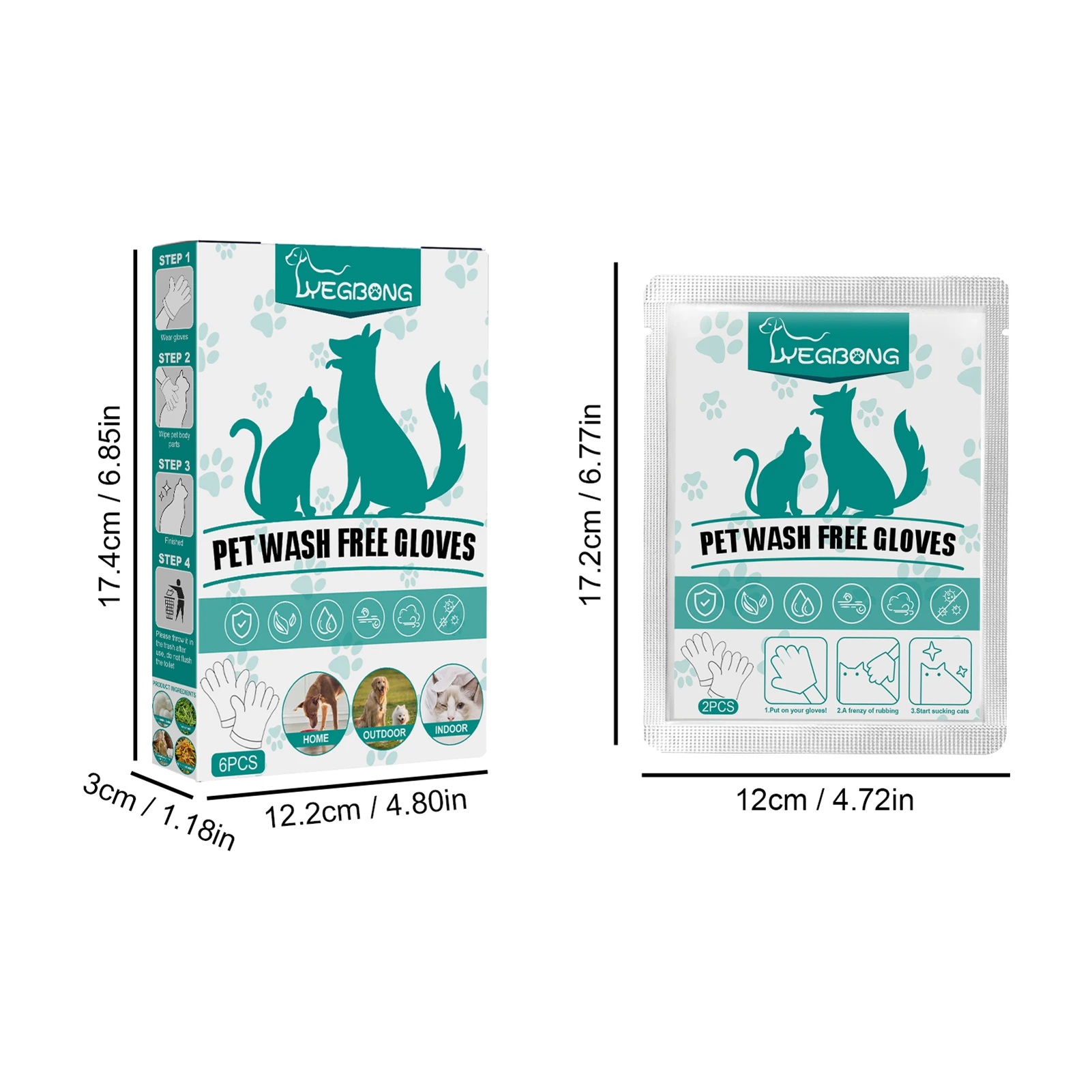 Pet Grooming Glove Wipes Pet Wipes Cleaning Massage Gloves Easy Deep Cleaning Pet Paws Face Body Wipes Gloves Gently Removes