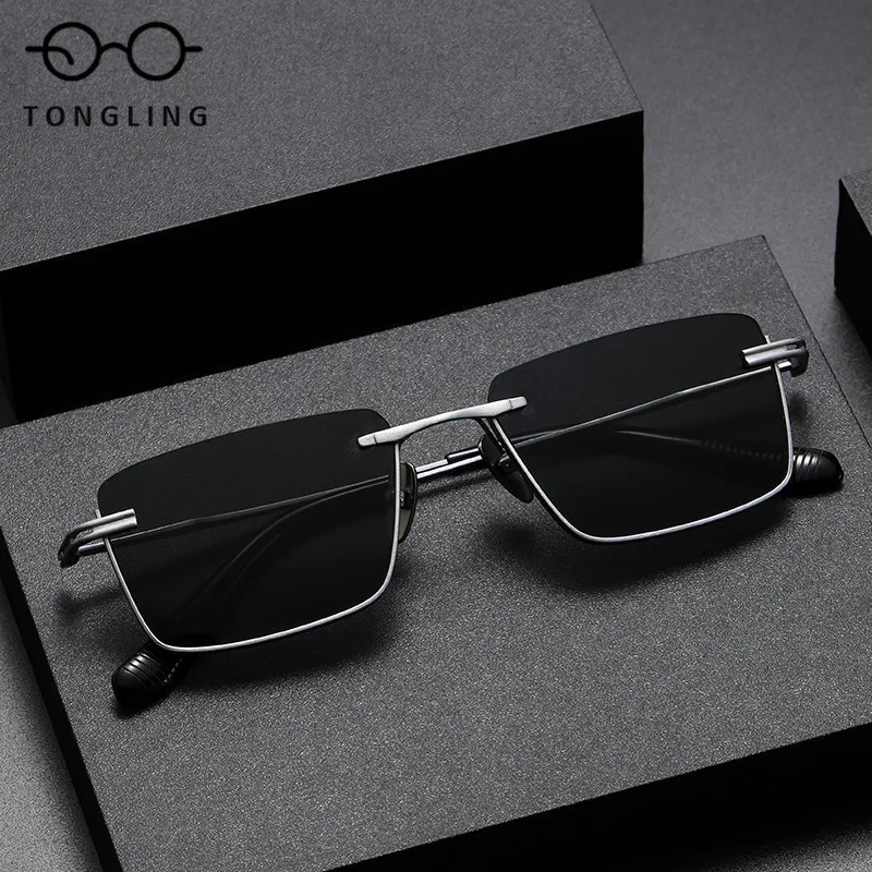 2026 New High-End Men Handcrafted High-Quality Pure Titanium Fashion Women Half-Frame Outdoor Driving UV400 Protection Sunglass
